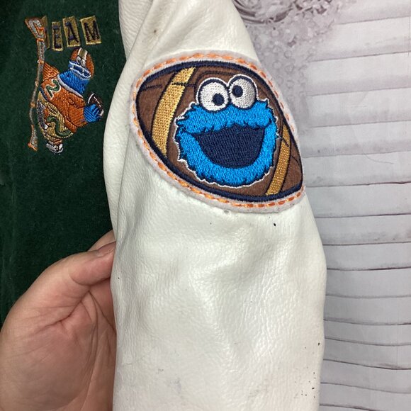 Vintage Y2K Sesame Street Cookie Monster Varsity Jacket Snap Front 5T - Picture 7 of 14